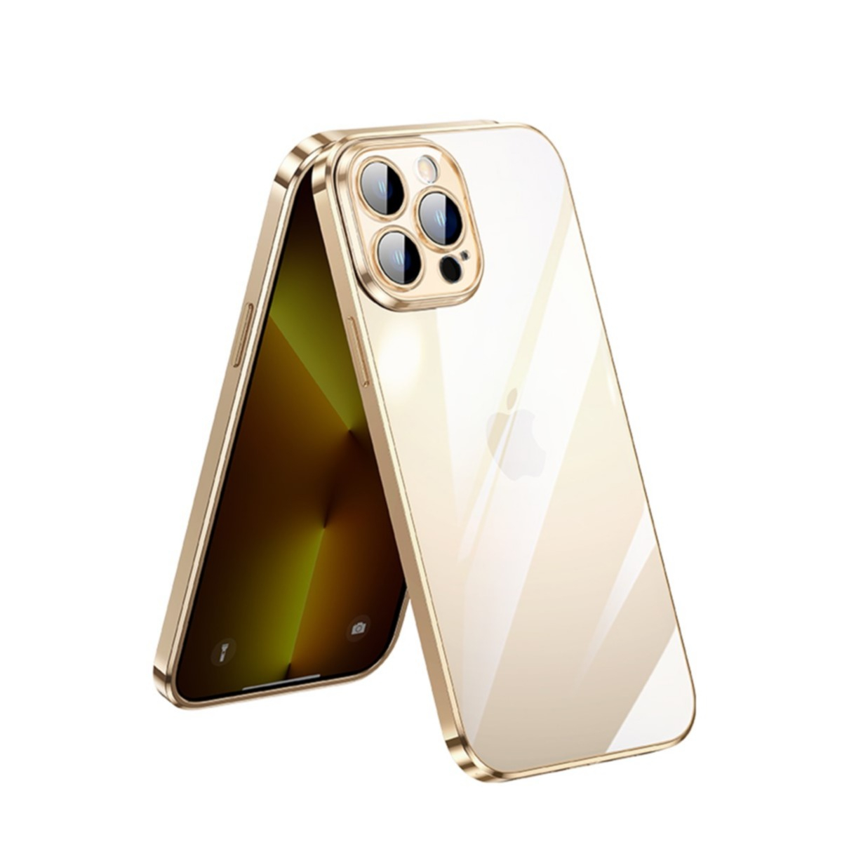 Image of SULADA - iPhone 13 Pro Gummi Case Hülle Galvanisierter Rahmen + Kameraschutz - Gold bei Apfelkiste.ch