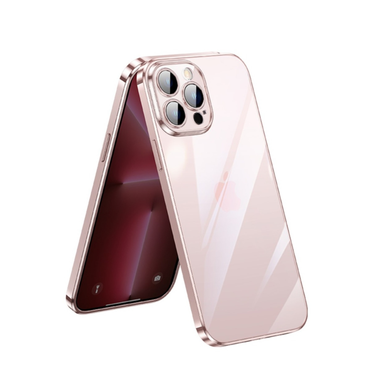 Image of SULADA - iPhone 13 Pro Gummi Case Hülle Galvanisierter Rahmen + Kameraschutz - Rosa bei Apfelkiste.ch