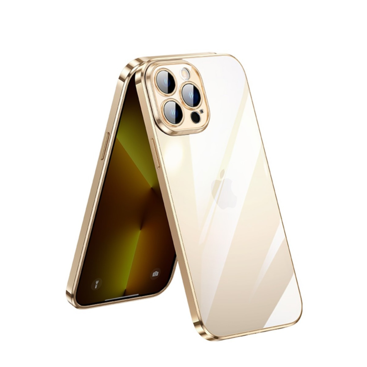 Image of SULADA - iPhone 13 Pro Max Gummi Case Hülle Galvanisierter Rahmen + Kameraschutz - Gold bei Apfelkiste.ch