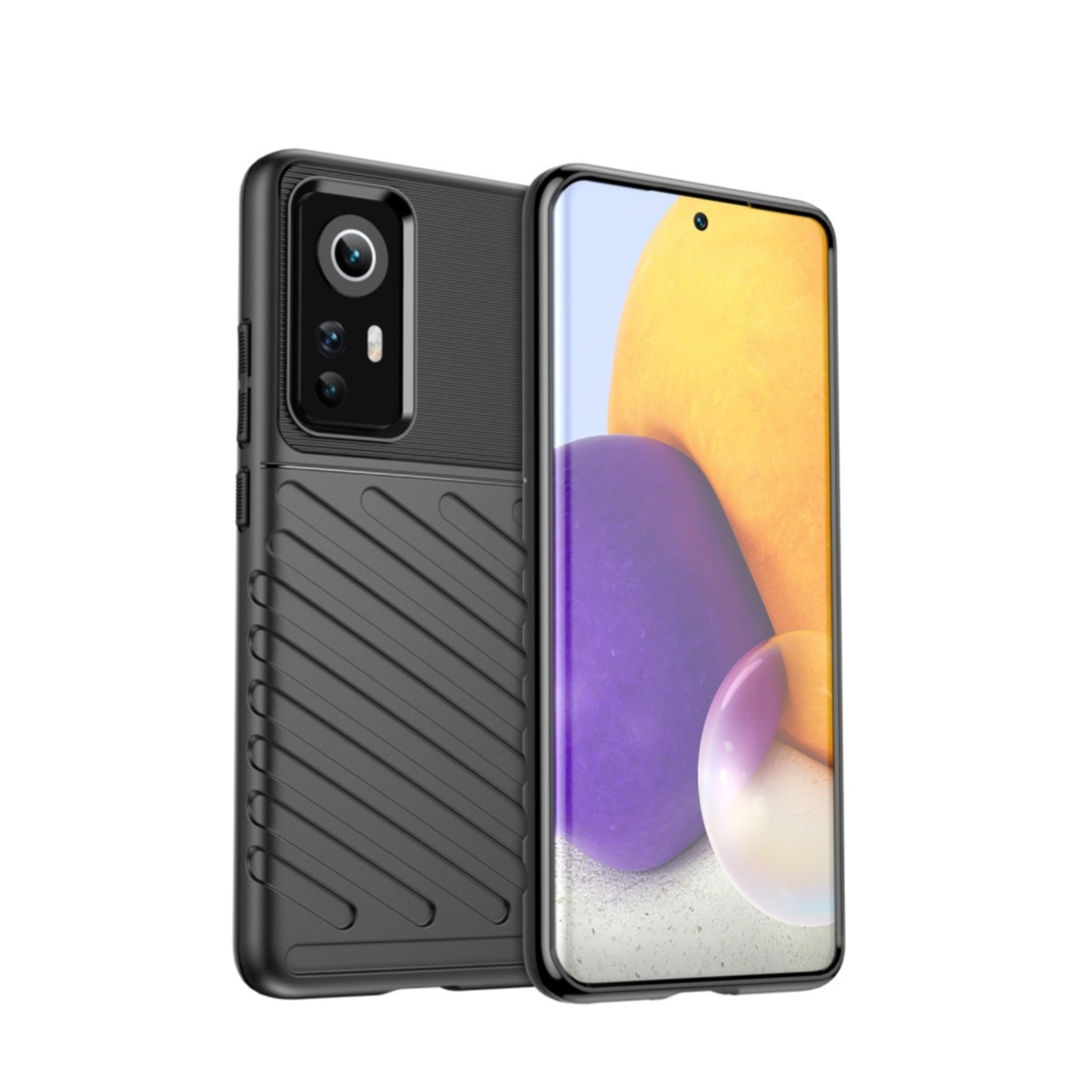 Image of Xiaomi 12 Gummi Case Schutzhülle Grip Design - Schwarz bei Apfelkiste.ch