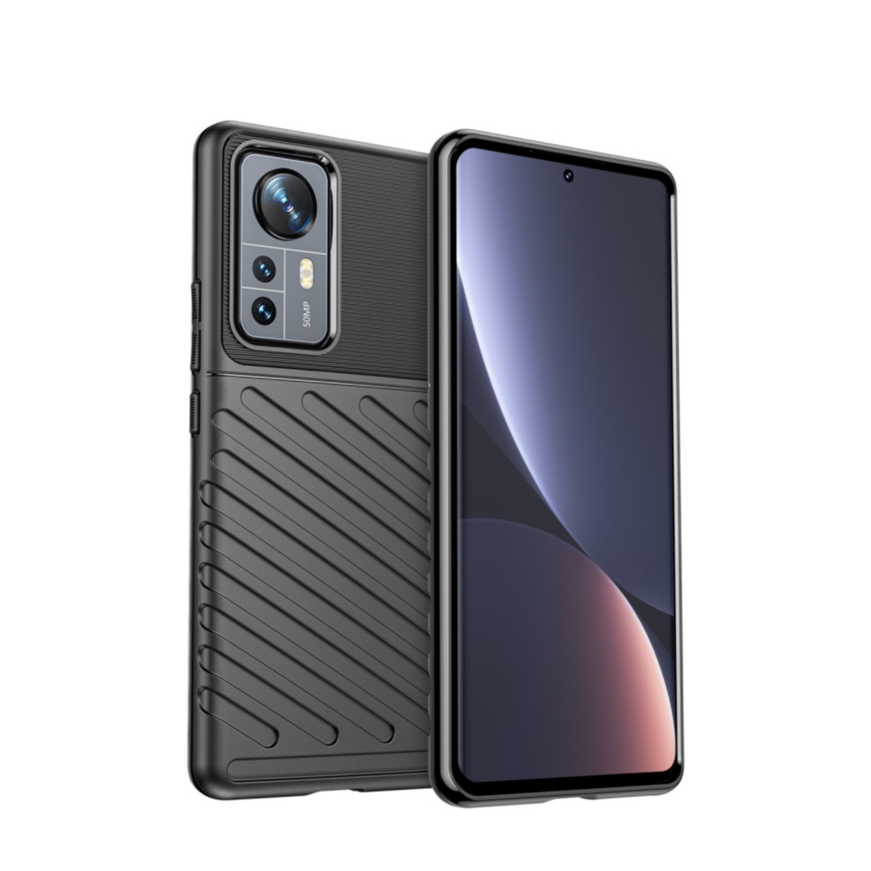 Image of Xiaomi 12 Pro Gummi Case Schutzhülle Grip Design - Schwarz bei Apfelkiste.ch