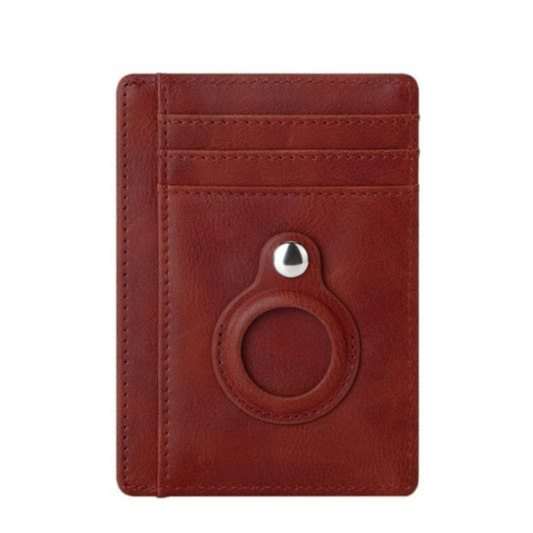 Image of (11.5x8.2x1.3cm) Apple AirTag Wallet Mini Kreditkarten Leder Etui Geldbörse - Rot bei Apfelkiste.ch