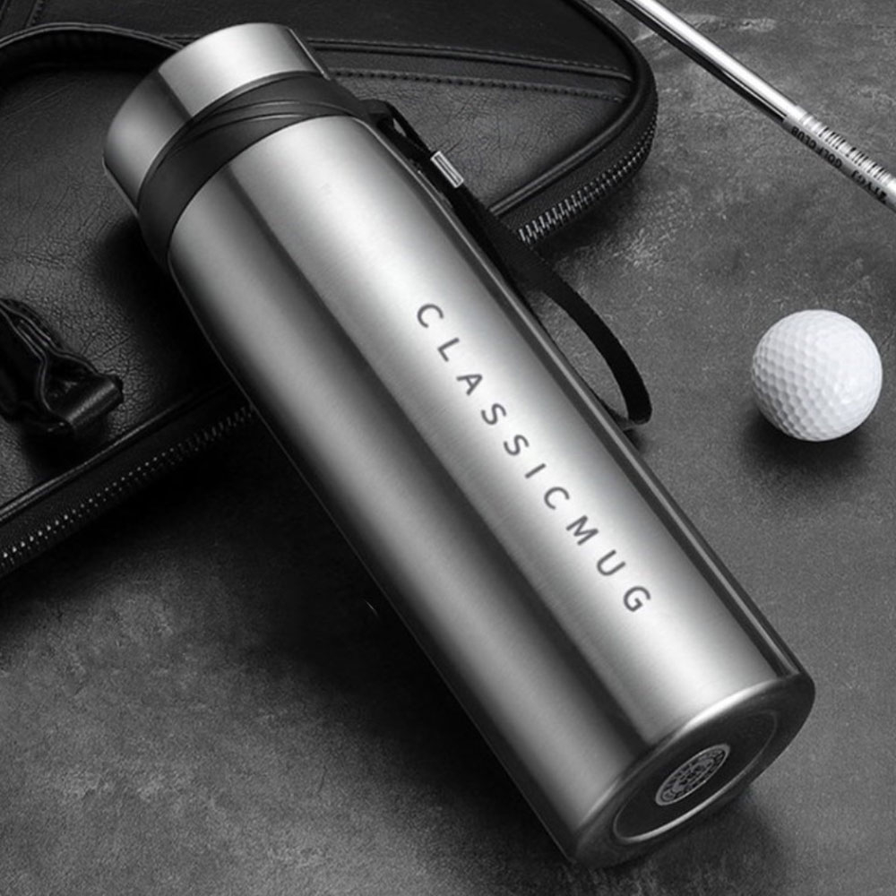 Image of (1100ml) Vakuum Thermo Trinkflasche Edelstahl Reisebecher- Silber bei Apfelkiste.ch