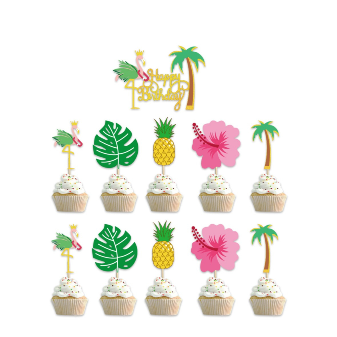 Image of (11er Set) Kuchenstecker Tortenstecker Topper Dekoration für Torten / Kuchen - Hawaii / Geburtstag bei Apfelkiste.ch