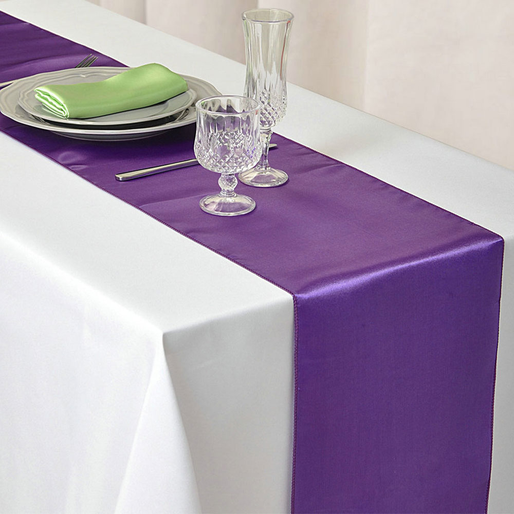 Image of (30x275cm) Satin Tischläufer Party Deko Tischtuch - Violett bei Apfelkiste.ch