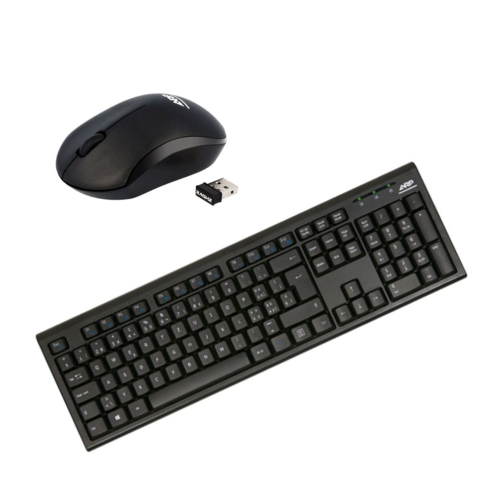 Image of ARP - 2.4 GHz Wireless USB Tastatur Keyboard CH Layout mit Zahlenblock (QWERTZ) + Optische Funk Maus (Inkl. Batterien) - Schwarz bei Apfelkiste.ch
