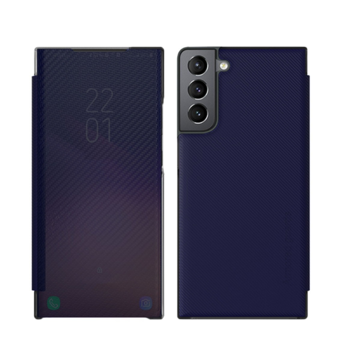 Image of Samsung Galaxy S22+ Plus 5G Clear View Cover Hülle im Carbon Look - Dunkelblau bei Apfelkiste.ch