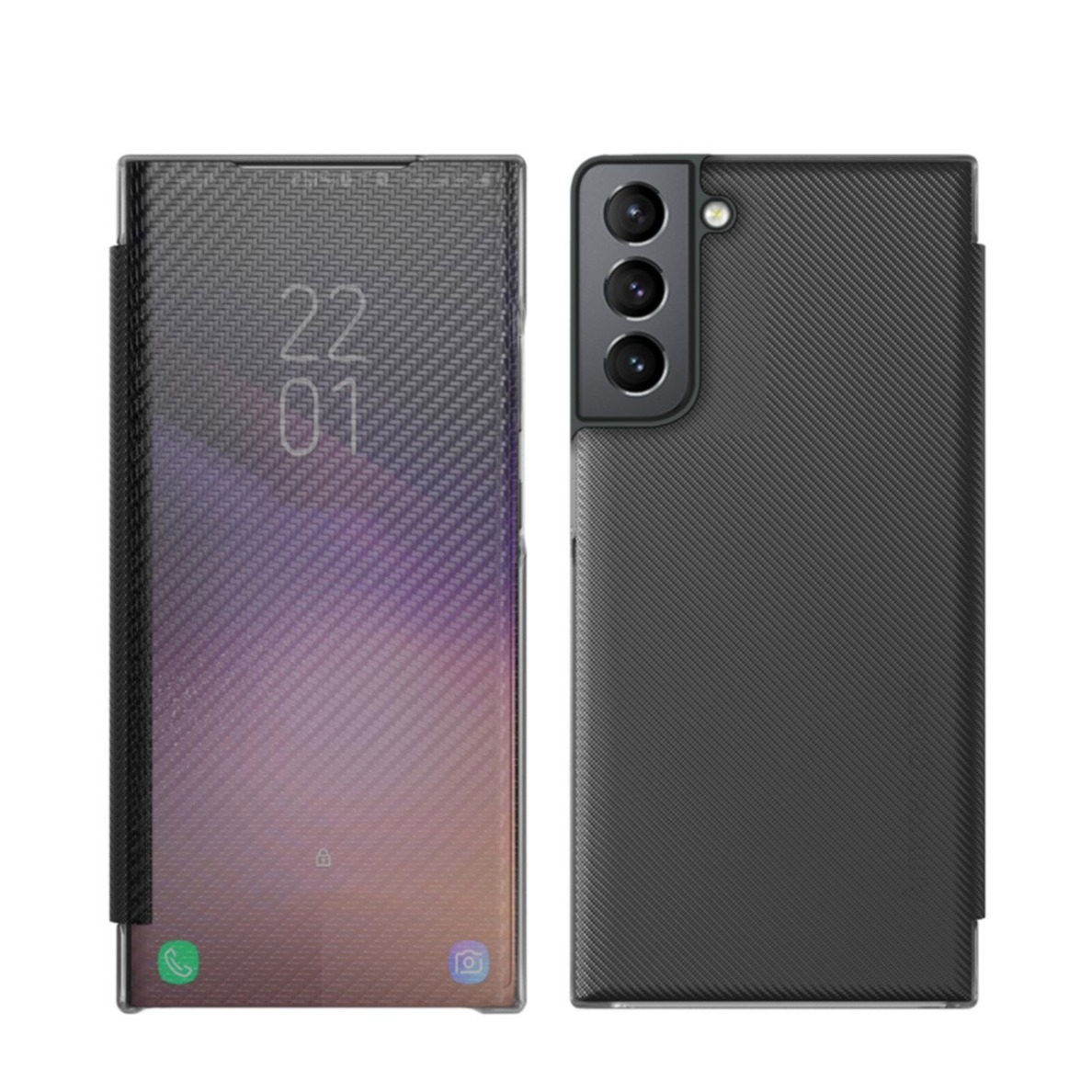 Image of Samsung Galaxy S22+ Plus 5G Clear View Cover Hülle im Carbon Look - Schwarz bei Apfelkiste.ch