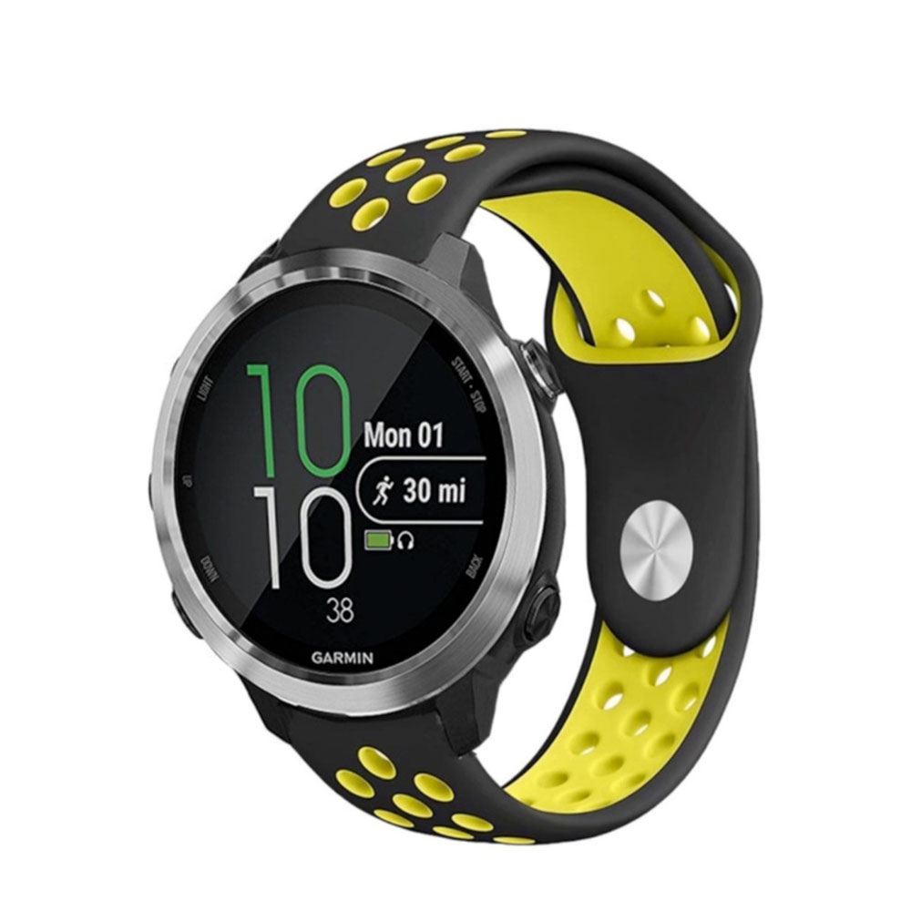 Image of Garmin Ersatz Silikon Armband Dual Color mit 20mm Stegbreite (Gelenkumfang: 172-247mm) - Schwarz / Gelb bei Apfelkiste.ch