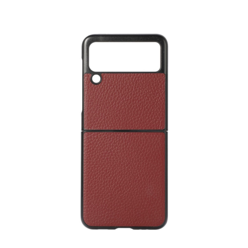 Image of Samsung Galaxy Z Flip3 5G Echtleder Hardcase Hülle Litchi Look - Rot bei Apfelkiste.ch