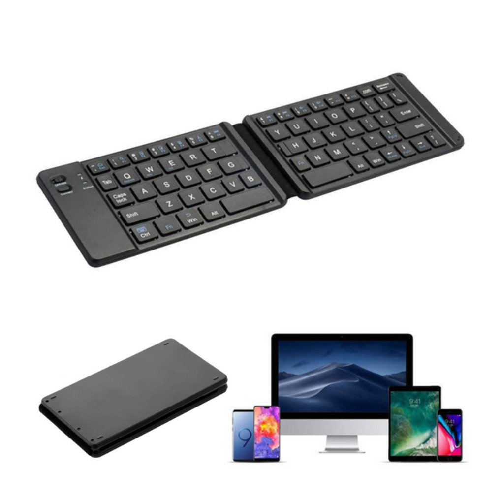 Image of Faltbare Mini Bluetooth Tastatur Keyboard (QWERTY) für Macbook / Laptop / Notebook / Tablet / Smartphone - Schwarz bei Apfelkiste.ch