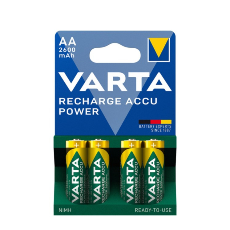 Image of Varta - 4er Pack Wiederaufladbare 1.2V Power 2600mAh Mignon HR6 AA Akku Batterie (5716) bei Apfelkiste.ch