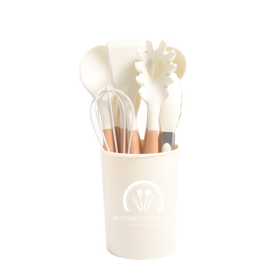 Image of (12-tlg. Set) Küchenhelfer Utensilien Kochgeschirr Starter Kit Zubehör zum Backen und Kochen - Beige bei Apfelkiste.ch