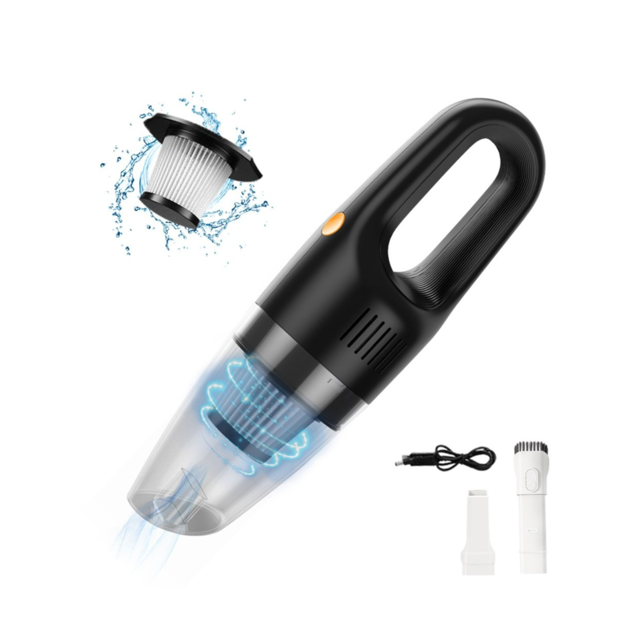 Image of (120 Watt) Kabelloser Akku Handstaubsauger mit Reinigungsaufsätzen - Schwarz bei Apfelkiste.ch