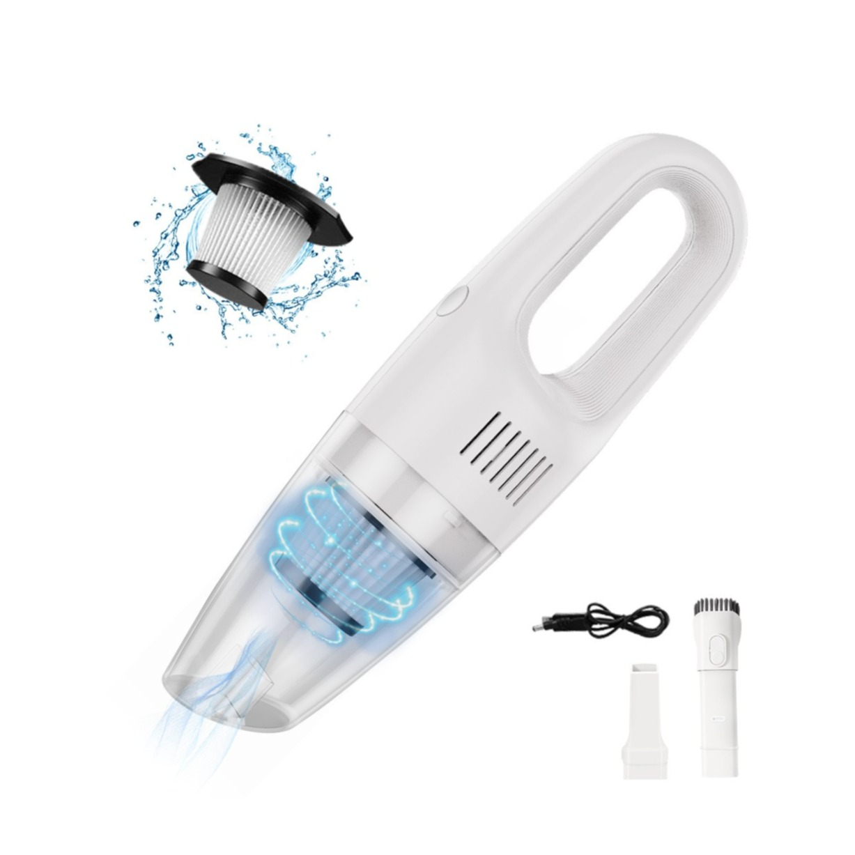 Image of (120 Watt) Kabelloser Akku Handstaubsauger mit Reinigungsaufsätzen - Weiss bei Apfelkiste.ch