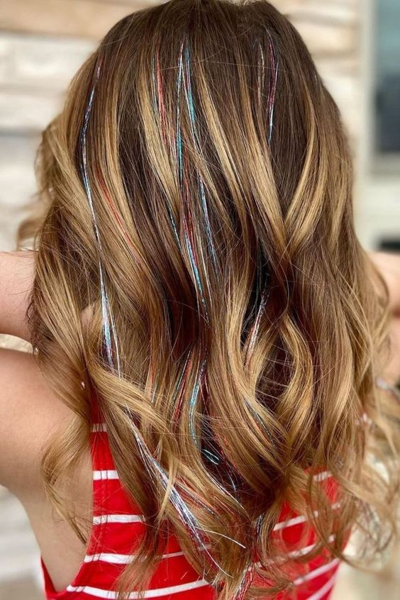 DANSEE Haar-Lametta – 750 Strähnen, 122 Cm Lang, Glitzerndes Gold Für Party-Frisuren