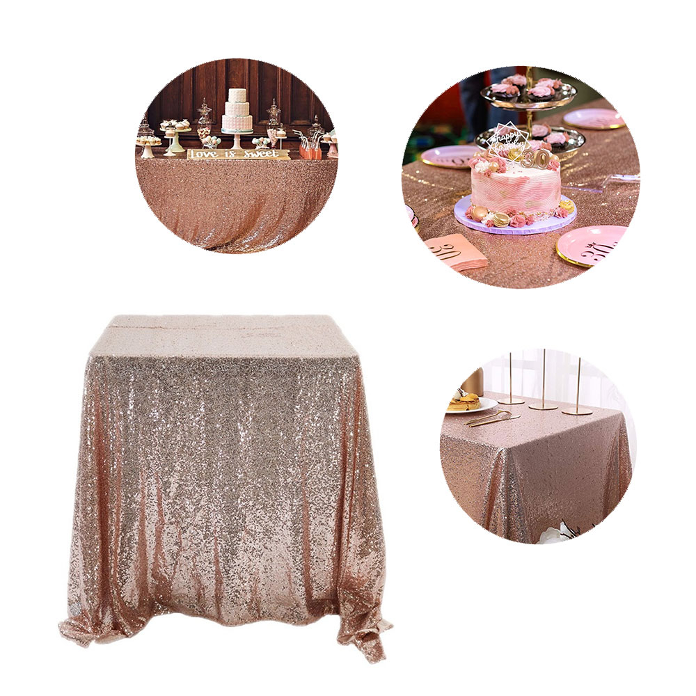 Image of (120x150cm) Glitzer Tischdecke Party Dekoration Pailletten Tisch Tuch - Roségold bei Apfelkiste.ch