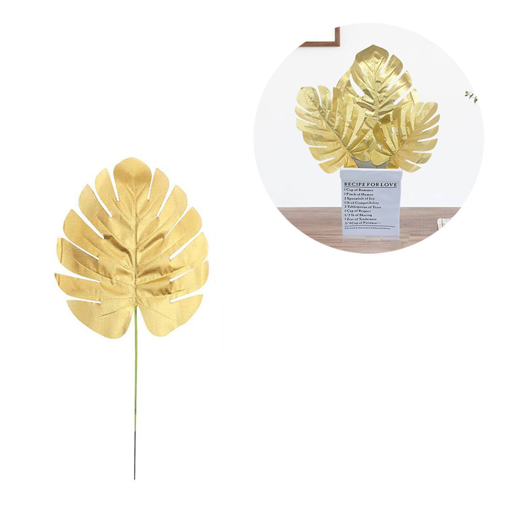 Image of (12er Set) 30cm Deko Kunstblätter Palmenblätter für Kranz / Girlande / Blumenstrauss - Gold bei Apfelkiste.ch
