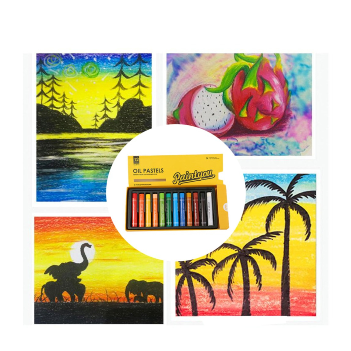 Image of (12er Set) Öl Pastell Kreide Skizzen Künstler Wachs Mal Stifte - Bunt bei Apfelkiste.ch