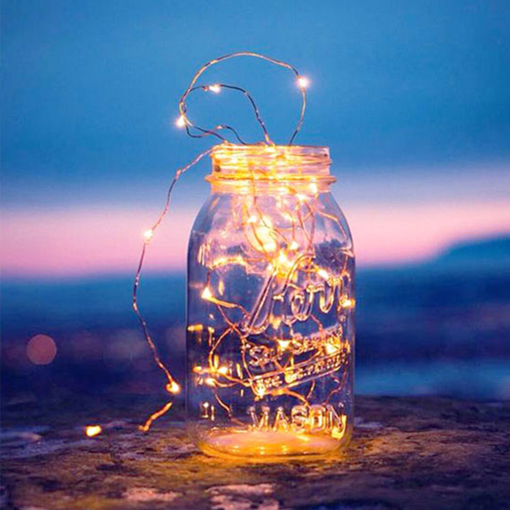 Image of (2m) 20-LEDs Deko Mini Draht Lichterkette Wasserfest (Inkl. Batterien) - Warmweiss bei Apfelkiste.ch