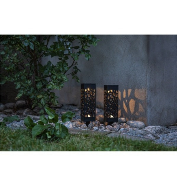 Image of StarTrading - (2er Set) Izola LED Solar Lampe Outdoor Gartenleuchte Laterne Spritzwassergeschützt mit Tag / Nacht Sensor IP44 (18x6cm) - Kaltweiss bei Apfelkiste.ch