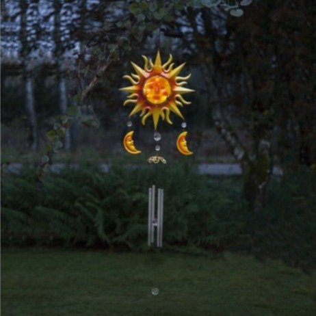 Image of StarTrading - Wind-Spiely LED Solar Lampe Outdoor Gartenleuchte Laterne (IP44) + Aufhängehaken (95cm) - Sonne bei Apfelkiste.ch