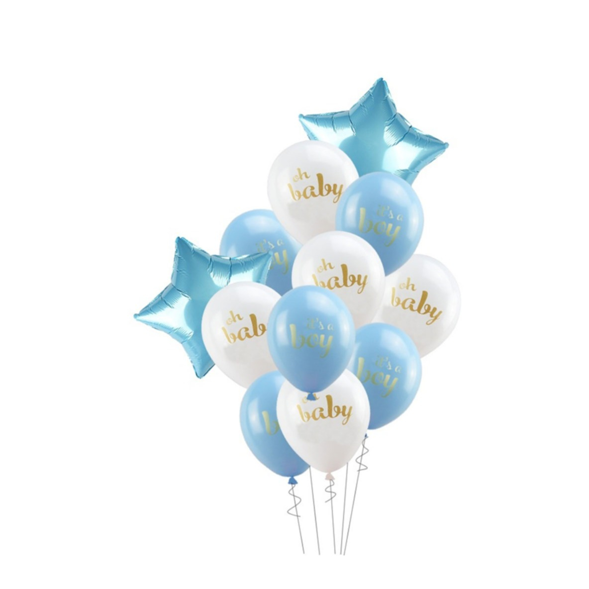 Image of (14-tlg. Set) Party Ballons Latex- und Folien Luftballons für Baby Shower / Geburt - It's a Boy bei Apfelkiste.ch