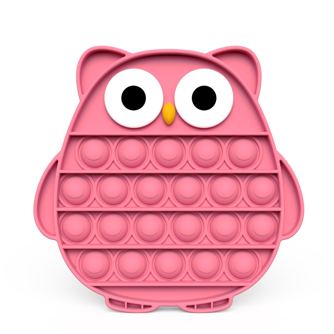 Image of (140x135mm) Anti Stress Silikon Bubbles Pop It Fidget Spiel für Kinder und Erwachsene Eule - Rosa bei Apfelkiste.ch