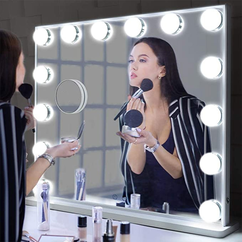 10er Set) Kosmetikspiegel LED Hollywood Superstar