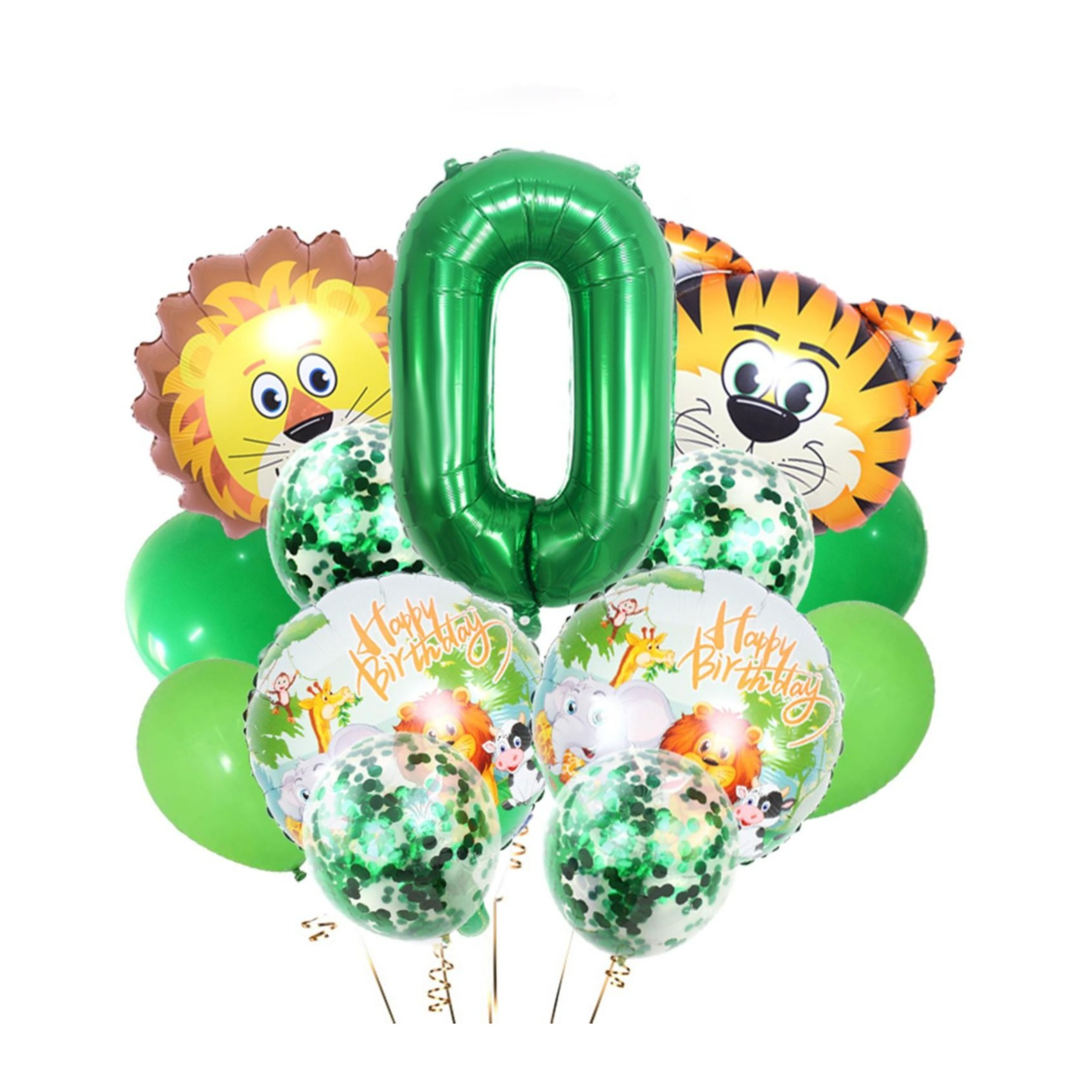 Image of (14-tlg. Set) Party Zahlen Ballon Geburtstag Luftballons Latex- und Folienballon Safari - Zahl 0 bei Apfelkiste.ch