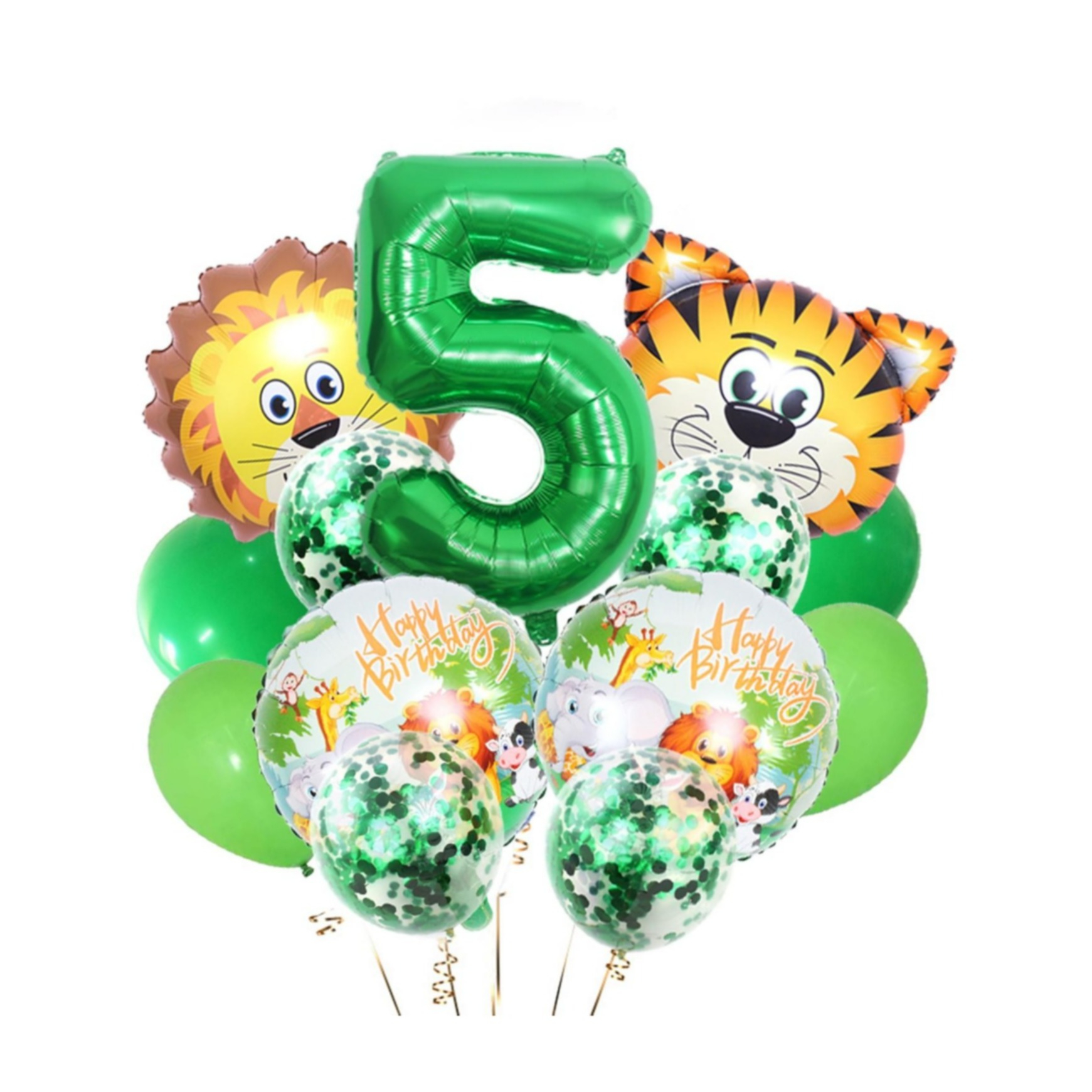 Image of (14-tlg. Set) Party Zahlen Ballon Geburtstag Luftballons Latex- und Folienballon Safari - Zahl 5 bei Apfelkiste.ch