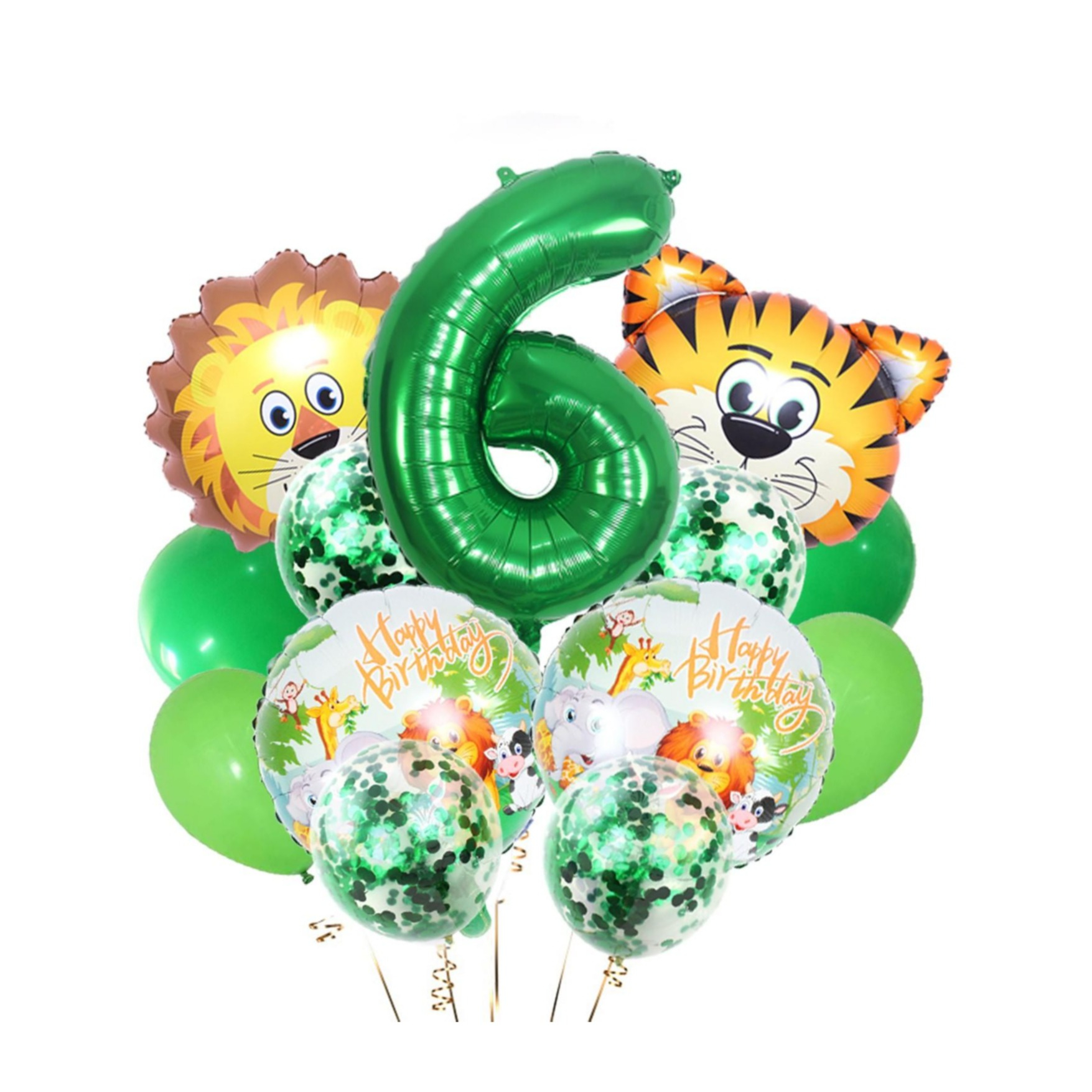 Image of (14-tlg. Set) Party Zahlen Ballon Geburtstag Luftballons Latex- und Folienballon Safari - Zahl 6 bei Apfelkiste.ch