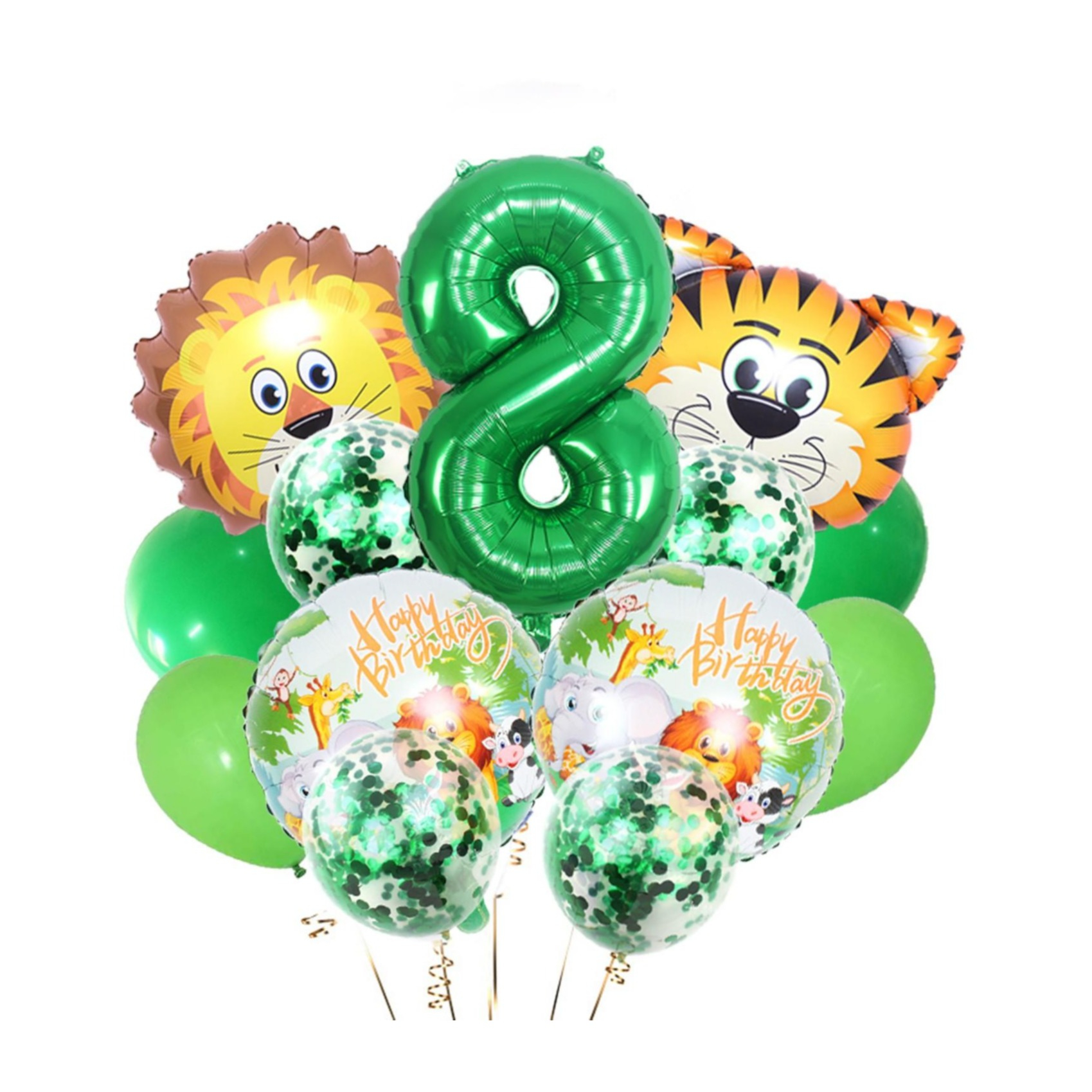 Image of (14-tlg. Set) Party Zahlen Ballon Geburtstag Luftballons Latex- und Folienballon Safari - Zahl 8 bei Apfelkiste.ch