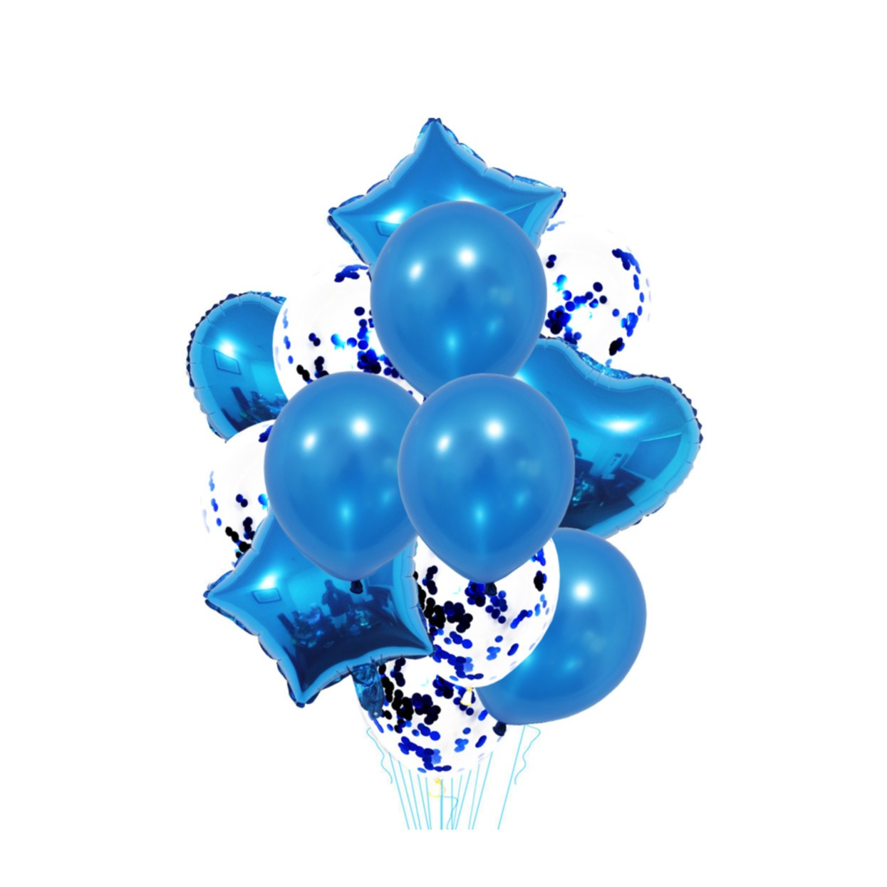 Image of (15-tlg. Set) Party Ballons Latex- und Folienballons mit Konfetti - Dunkelblau bei Apfelkiste.ch