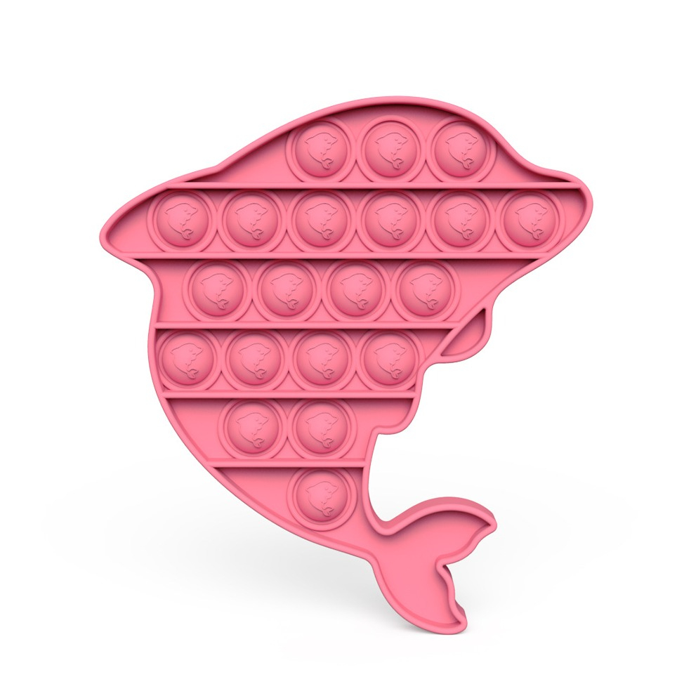 Image of (150x140mm) Anti Stress Silikon Bubbles Pop It Fidget Spiel für Kinder und Erwachsene Delfin - Rosa bei Apfelkiste.ch