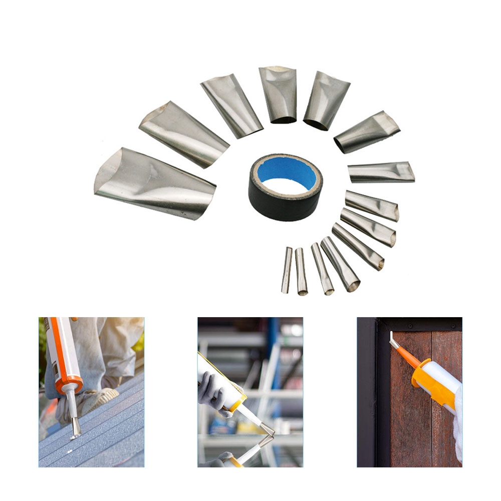 (15tlg. Set) Edelstahl Spritztüllen Kartuschendüsen Aufsätze + Kleberolle (5mm-35mm) - Silber