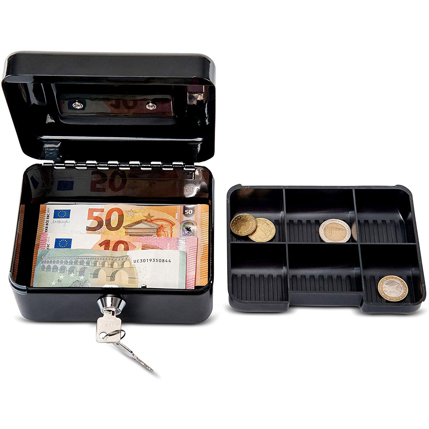 Kleine Geldkassette, Schmuckkasette aus Metall mit Schlüssel