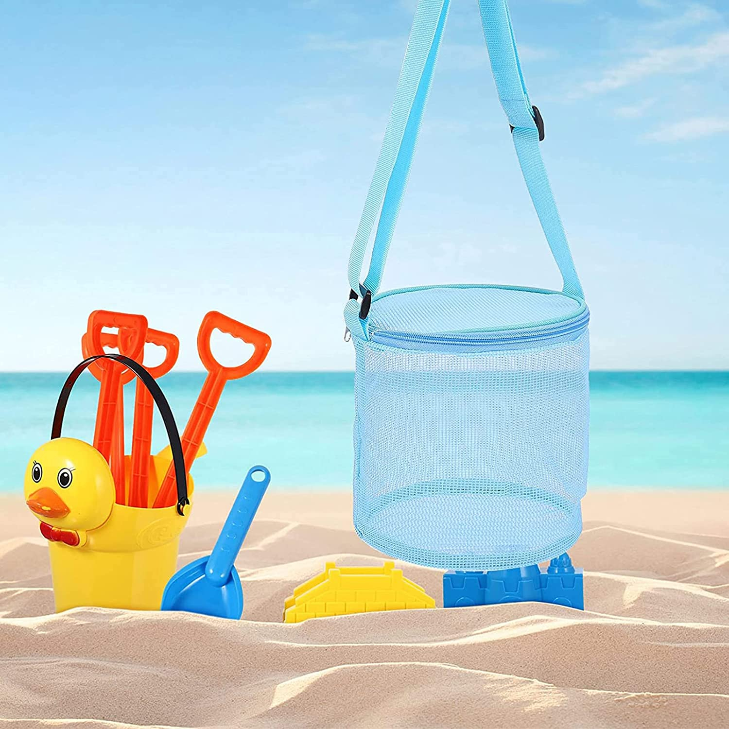 Image of (15x15cm) Kinder Mesh Sand Spielzeug Tragetasche - Blau bei Apfelkiste.ch