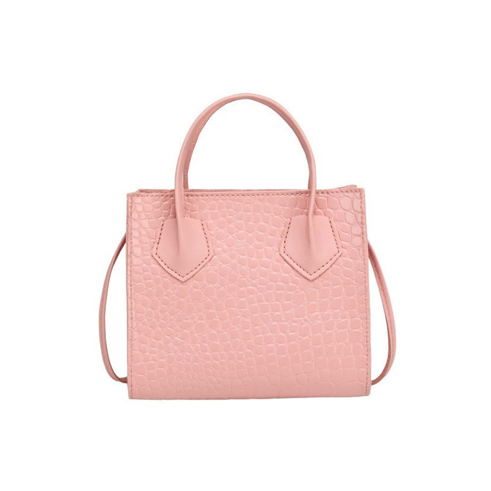 Image of (15x18x7cm) Damen Leder Handtasche Fashion Umhängetasche Krokoprint - Rosa bei Apfelkiste.ch