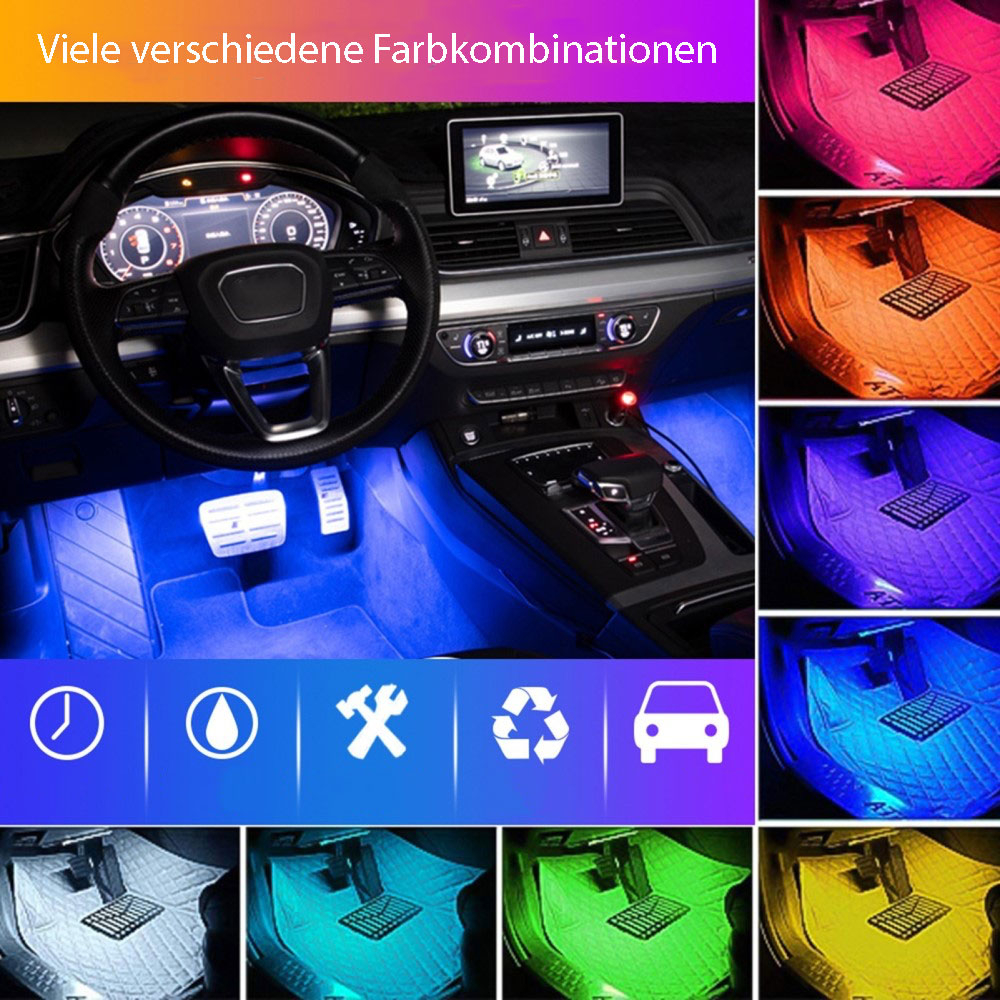 RGB LED Innenraumbeleuchtung Auto KFZ Ambiente Fußraumbeleuchtung  Lichtstreifen