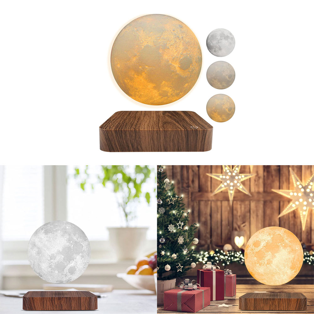 Ø15cm Schwebende 3D LED Mond Lampe in Braun