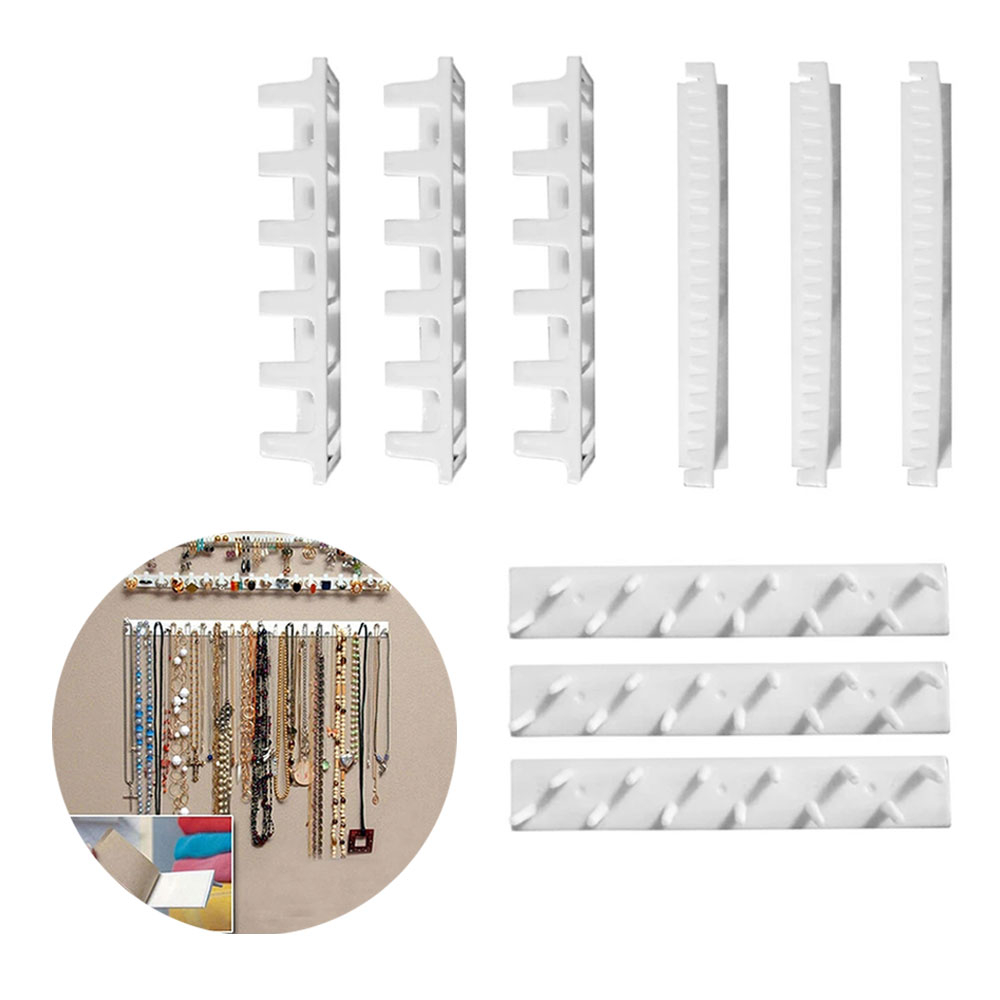 Image of (18-tlg. Set) Schmuckhalter Wand Hänge Organizer für Ringe / Ohrringe / Halsketten - Weiss bei Apfelkiste.ch
