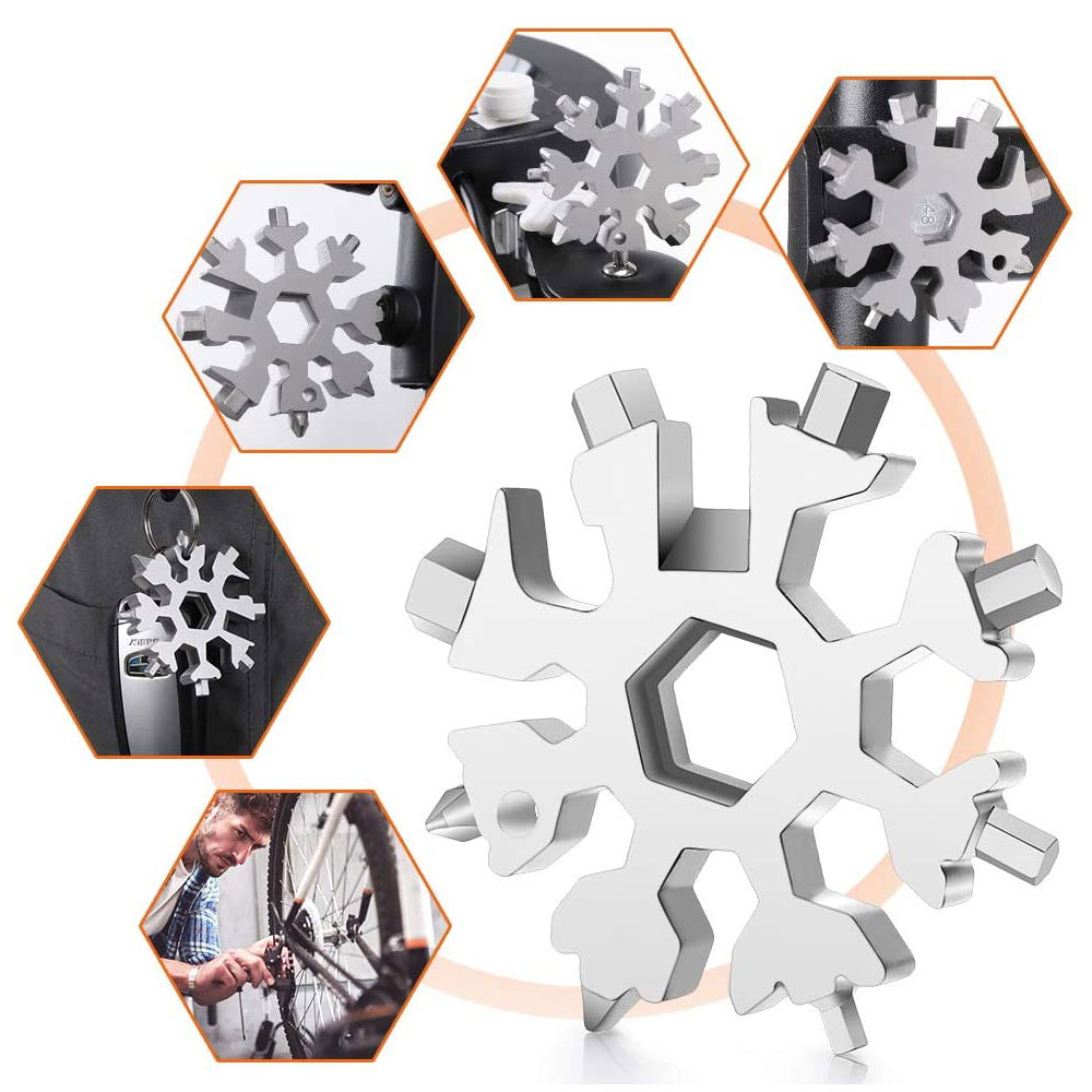 2PC 18-in-1 Multi-Tool Schneeflocke Edelstahl Werkzeugkart Rad Flasche öffnen 