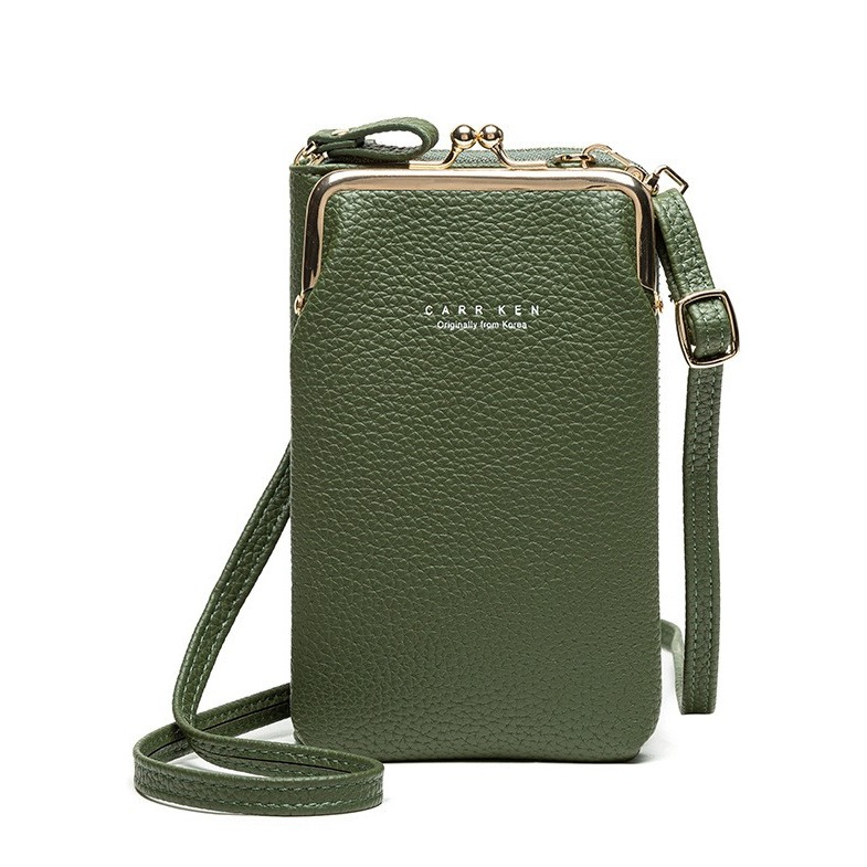 Image of (18x11x5cm) Damen Leder Umhängetasche Portemonnaie Fashion Crossbody Bag - Dunkelgrün bei Apfelkiste.ch