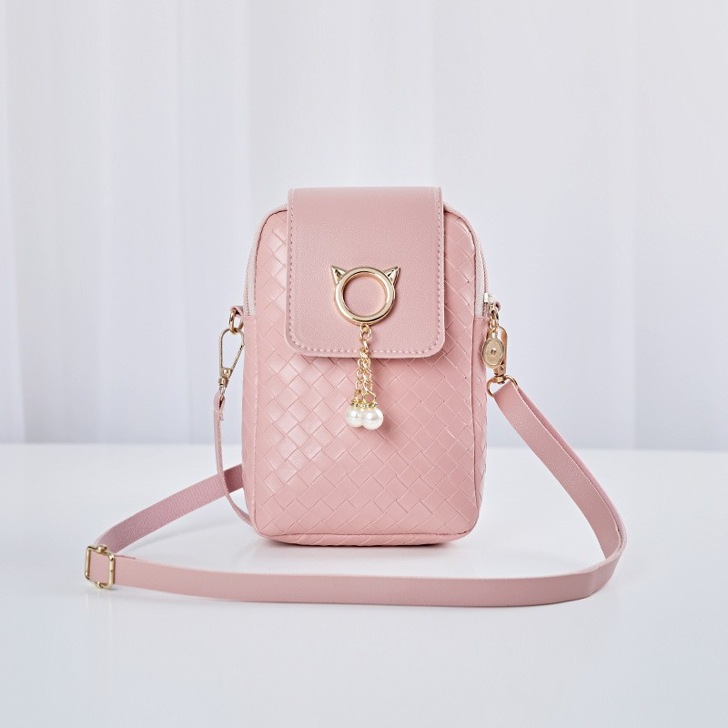 Image of (18x12x3cm) Damen Leder Umhängetasche Fashion Crossbody Bag mit Perlen Quaste - Rosa bei Apfelkiste.ch