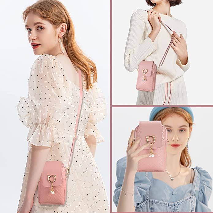 WhatUneed Damen Umhängetasche Geometrisches Gitter Design - PU Leder Cross-Body Bag 28x18x7cm