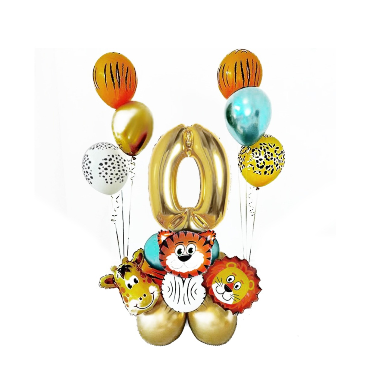 Image of (19-tlg. Set) Party Zahlen Ballon Geburtstag Luftballons Latex- und Folienballon Safari - Zahl 0 bei Apfelkiste.ch