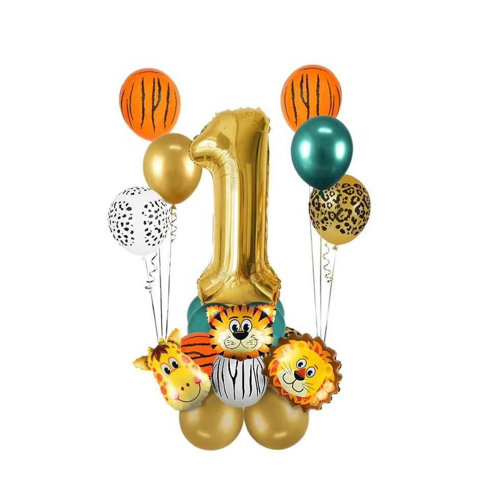 Image of (19-tlg. Set) Party Zahlen Ballon Geburtstag Luftballons Latex- und Folienballon Safari - Zahl 1 bei Apfelkiste.ch