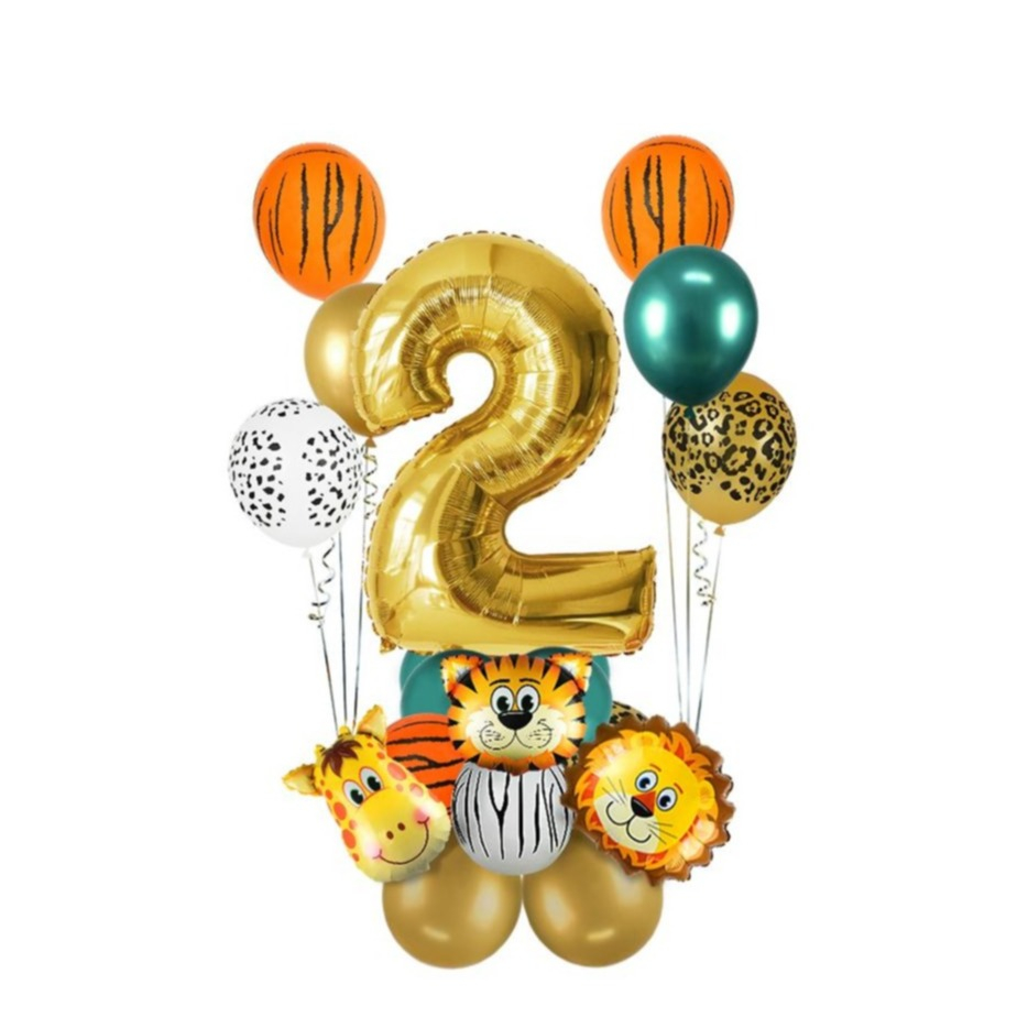 Image of (19-tlg. Set) Party Zahlen Ballon Geburtstag Luftballons Latex- und Folienballon Safari - Zahl 2 bei Apfelkiste.ch