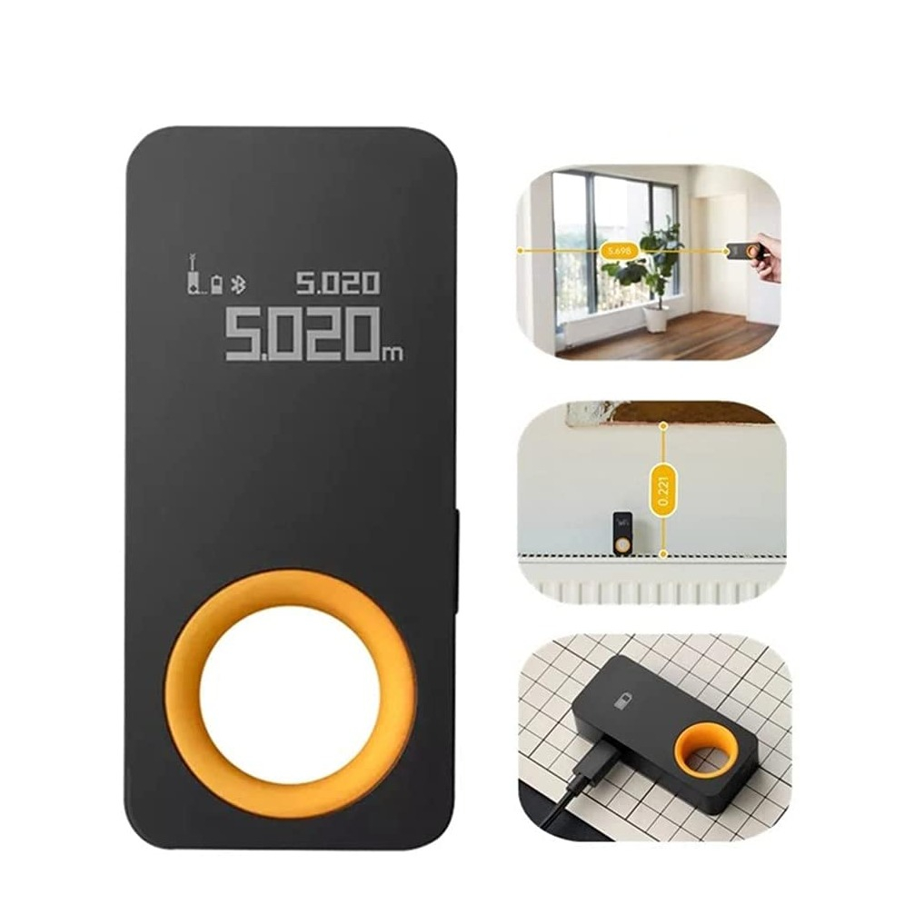 Image of Hoto - Digitales Bluetooth Mini Laser Messgerät Entfernungsmesser mit LCD Display (iOS/Android)- Schwarz bei Apfelkiste.ch